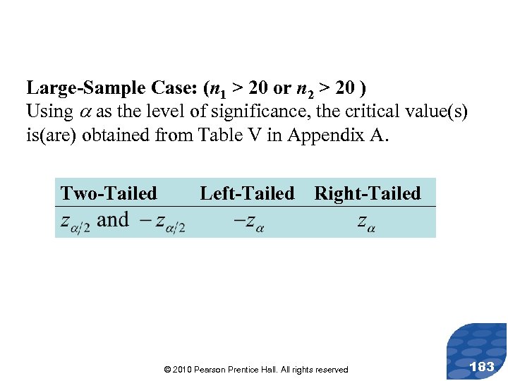 Large-Sample Case: (n 1 > 20 or n 2 > 20 ) Using as