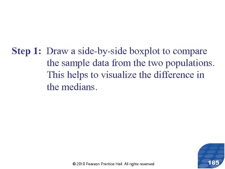 Step 1: Draw a side-by-side boxplot to compare the sample data from the two
