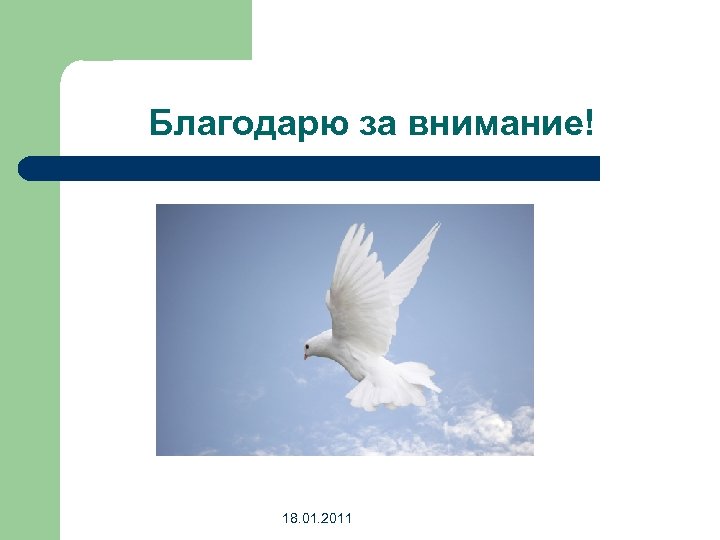 Благодарю за внимание! 18. 01. 2011 