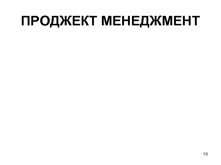 ПРОДЖЕКТ МЕНЕДЖМЕНТ 16 