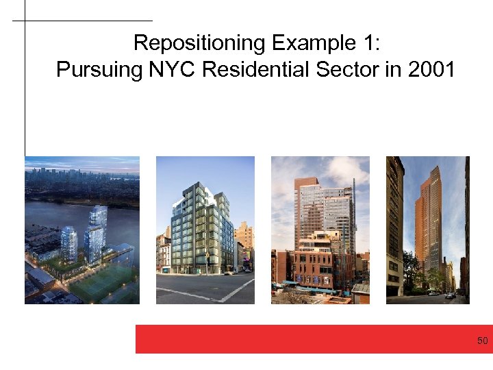 Repositioning Example 1: Pursuing NYC Residential Sector in 2001 Good design makes a difference