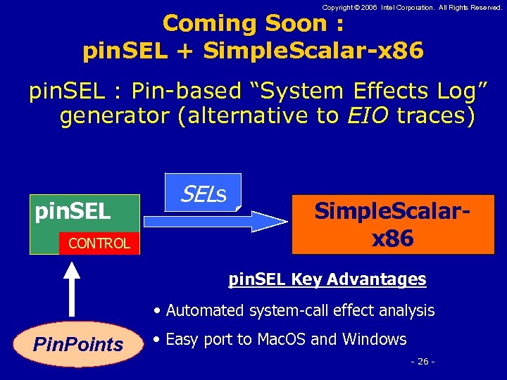 Copyright © 2006 Intel Corporation. All Rights Reserved. Coming Soon : pin. SEL +