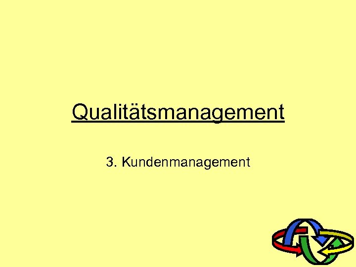 Qualitätsmanagement 3. Kundenmanagement 