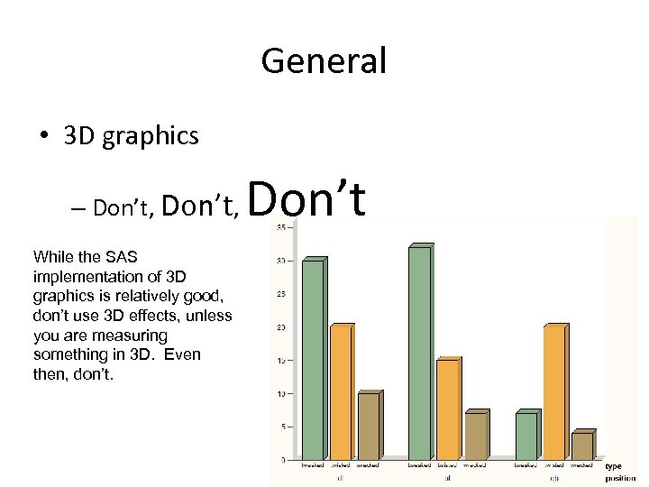 General • 3 D graphics – Don’t, Don’t While the SAS implementation of 3