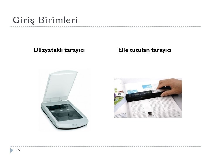 Giriş Birimleri Düzyataklı tarayıcı 19 Elle tutulan tarayıcı 