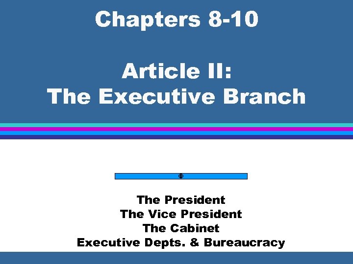 Chapters 8 -10 Article II: The Executive Branch The President The Vice President The