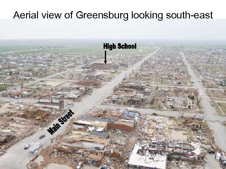 Aerial view of Greensburg looking south-east 