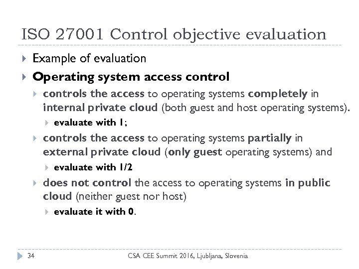 ISO 27001 Control objective evaluation Example of evaluation Operating system access controls the access