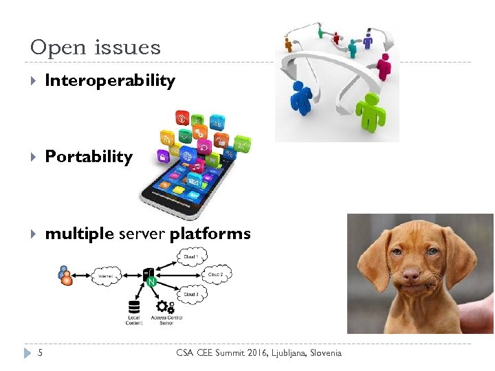 Open issues Interoperability Portability multiple server platforms 5 CSA CEE Summit 2016, Ljubljana, Slovenia