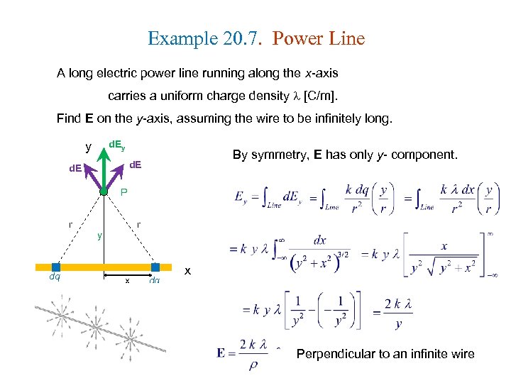 Example 20. 7. Power Line A long electric power line running along the x-axis