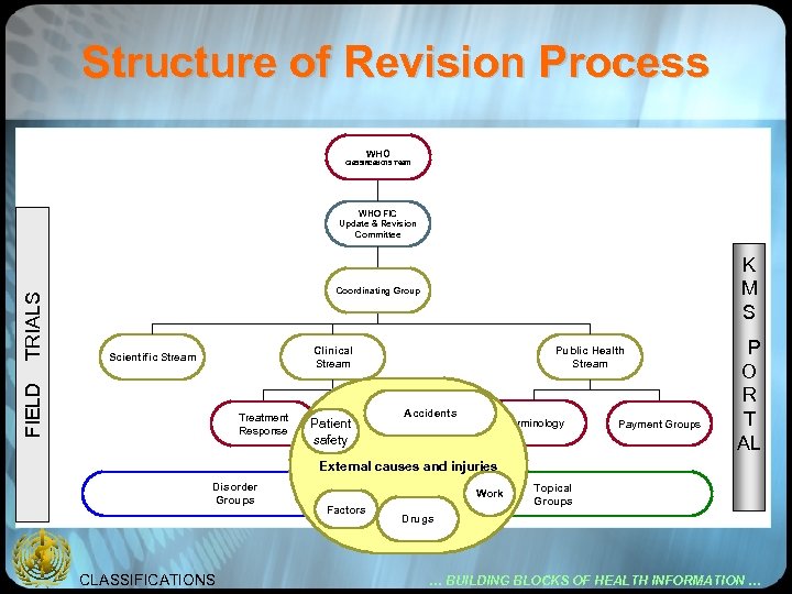 Structure of Revision Process WHO Classifications Team K M S Coordinating Group Clinical Stream