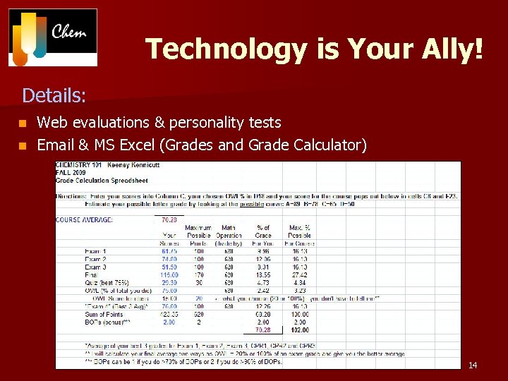 Technology is Your Ally! Details: Web evaluations & personality tests n Email & MS