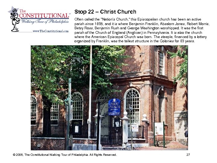 Stop 22 – Christ Church Often called the 