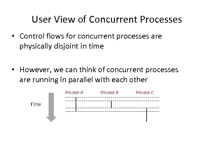 User View of Concurrent Processes • Control flows for concurrent processes are physically disjoint