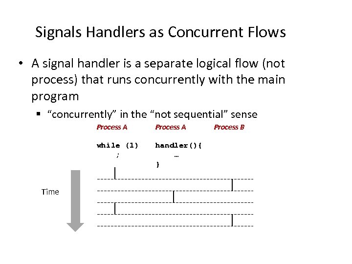 Signals Handlers as Concurrent Flows • A signal handler is a separate logical flow