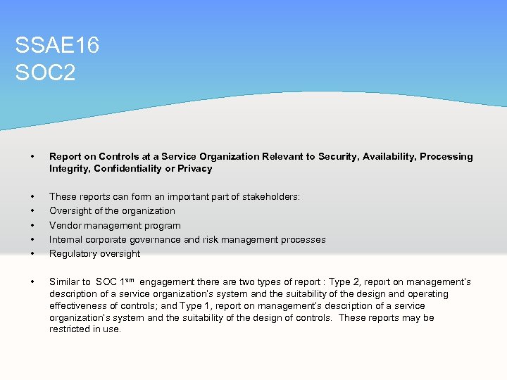 SSAE 16 SOC 2 • Report on Controls at a Service Organization Relevant to