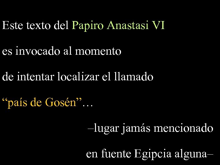 Este texto del Papiro Anastasi VI es invocado al momento de intentar localizar el