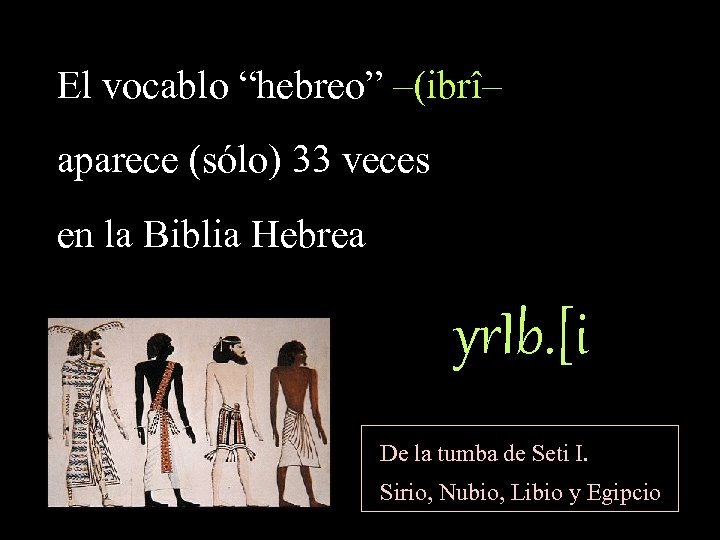 El vocablo “hebreo” –(ibrî– aparece (sólo) 33 veces en la Biblia Hebrea yr. Ib.