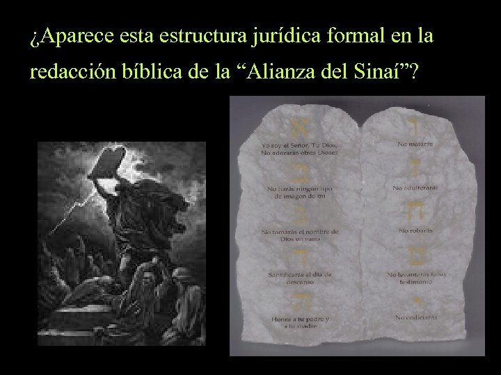 ¿Aparece esta estructura jurídica formal en la redacción bíblica de la “Alianza del Sinaí”?