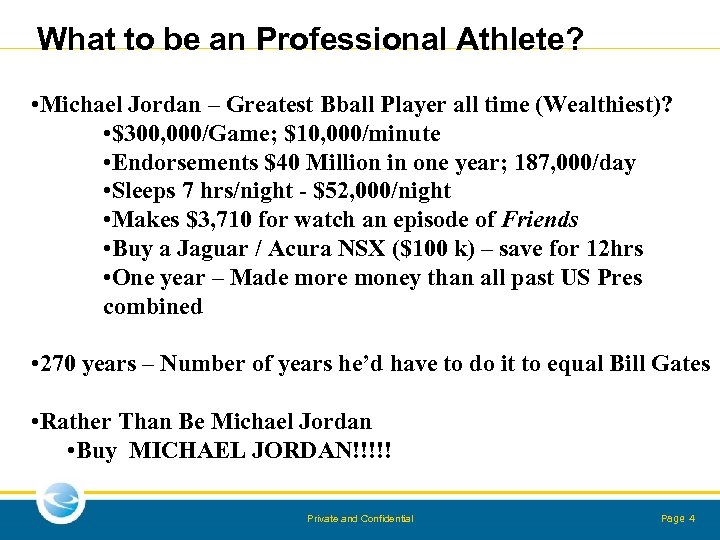 What to be an Professional Athlete? • Michael Jordan – Greatest Bball Player all