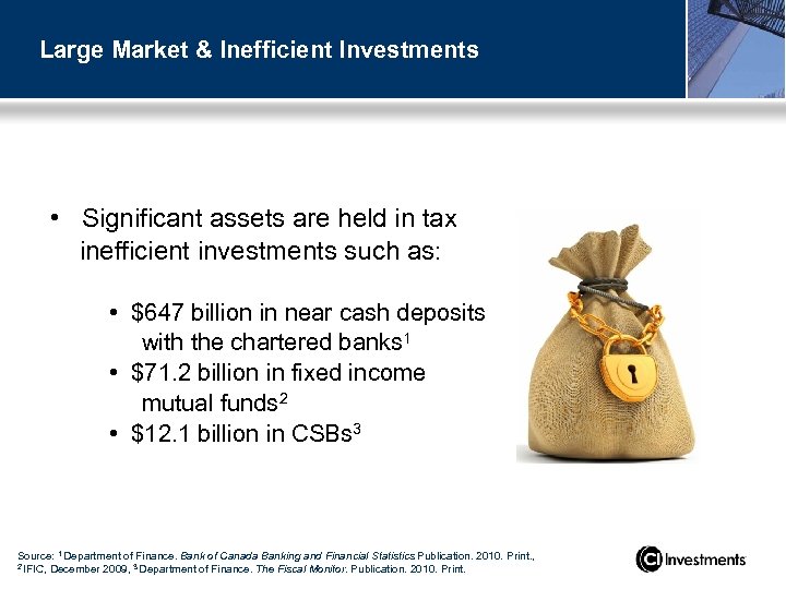 Large Market & Inefficient Investments • Significant assets are held in tax inefficient investments