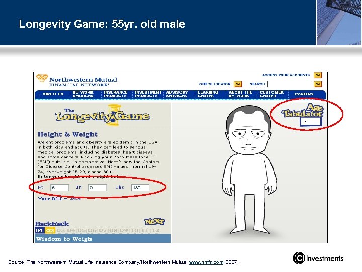 Longevity Game: 55 yr. old male Source: The Northwestern Mutual Life Insurance Company/Northwestern Mutual,