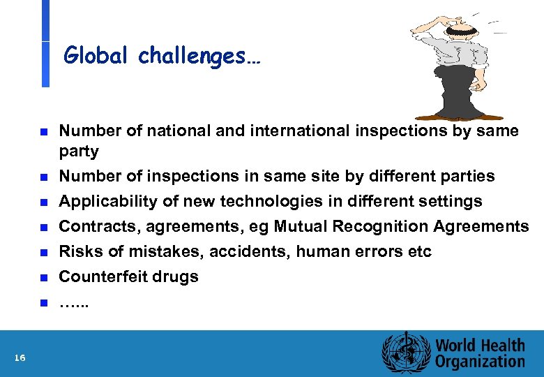 Global challenges… n Number of national and international inspections by same party Number of