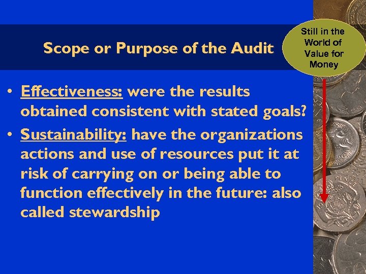 Scope or Purpose of the Audit Still in the World of Value for Money