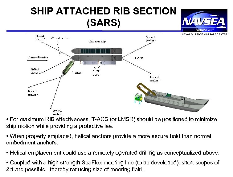 SHIP ATTACHED RIB SECTION (SARS) NAVAL SURFACE WARFARE CENTER • For maximum RIB effectiveness,