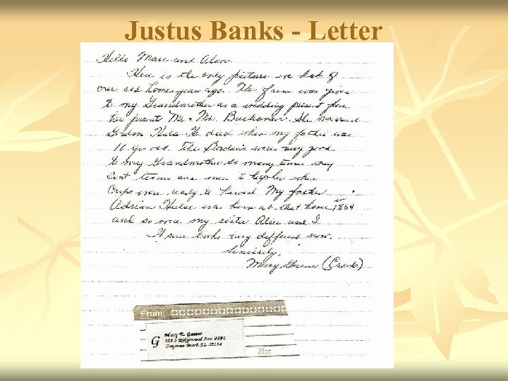 Justus Banks - Letter 
