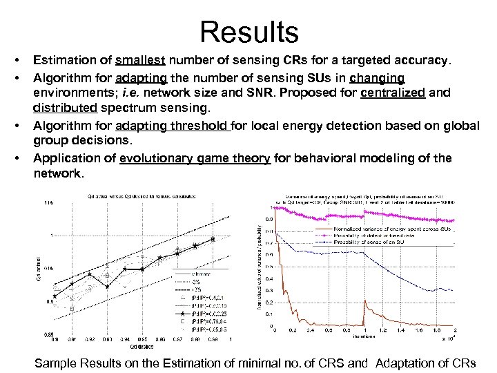 Results • • Estimation of smallest number of sensing CRs for a targeted accuracy.