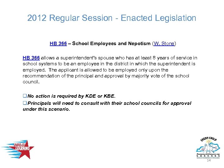 2012 Regular Session - Enacted Legislation HB 366 – School Employees and Nepotism (W.