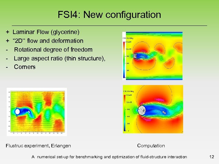 FSI 4: New configuration + + - Laminar Flow (glycerine) “ 2 D‘‘ flow