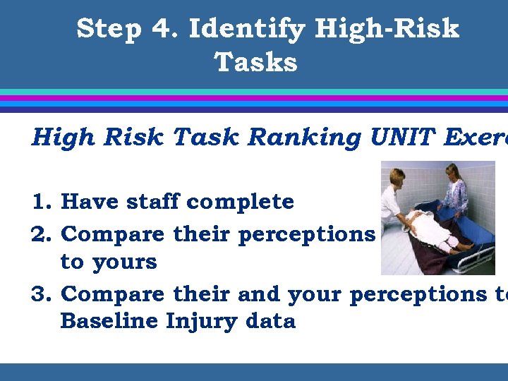 Step 4. Identify High-Risk Tasks High Risk Task Ranking UNIT Exerc 1. Have staff