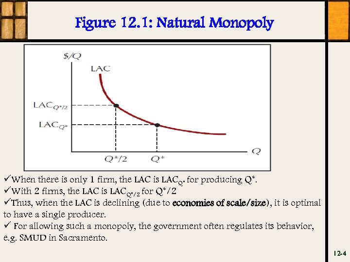 Figure 12. 1: Natural Monopoly üWhen there is only 1 firm, the LAC is