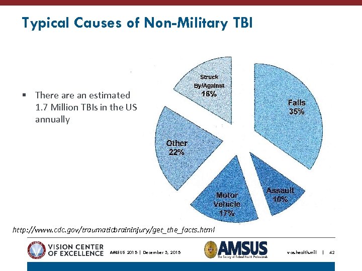 Typical Causes of Non-Military TBI § There an estimated 1. 7 Million TBIs in