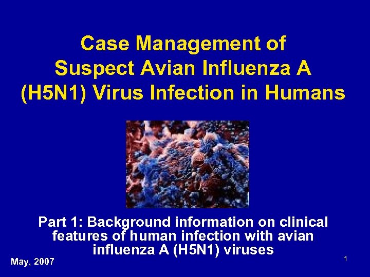 Case Management of Suspect Avian Influenza A (H 5 N 1) Virus Infection in