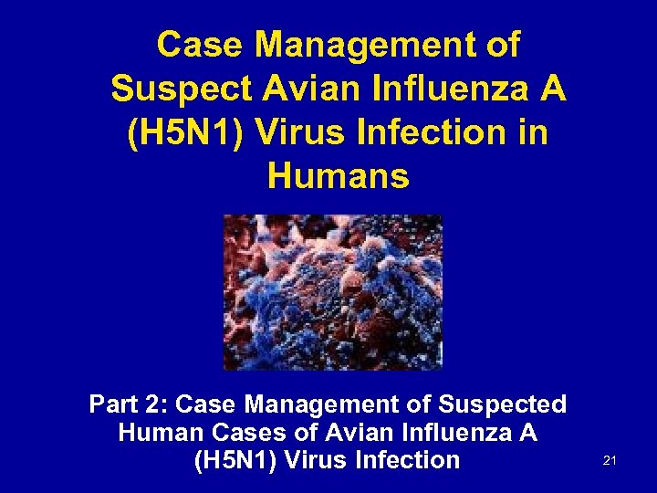 Case Management of Suspect Avian Influenza A (H 5 N 1) Virus Infection in