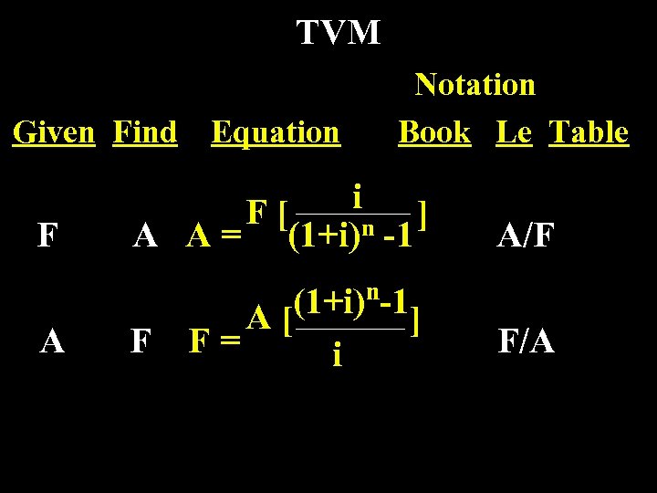 TVM Given Find F Notation Book Le Table Equation i F[ n -1 ]