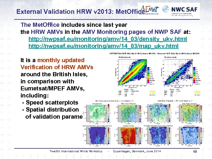 External Validation HRW v 2013: Met. Office The Met. Office includes since last year