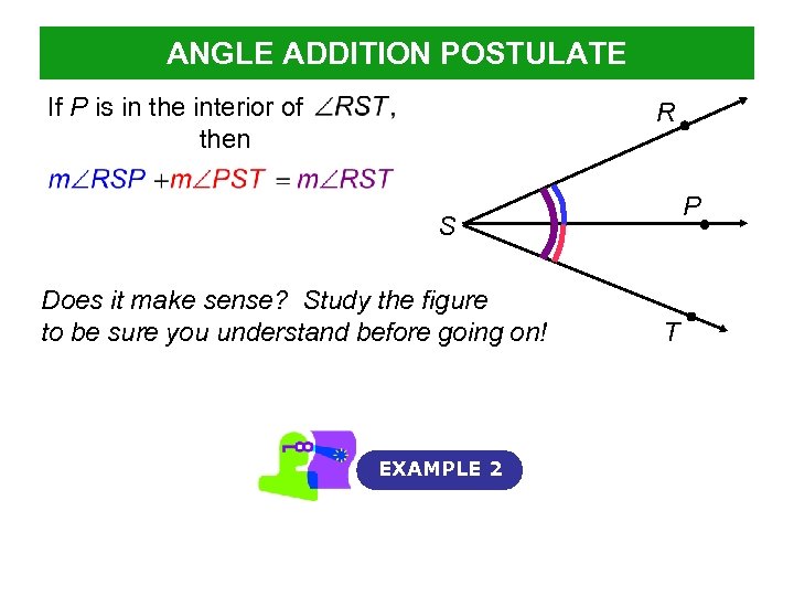 ANGLE ADDITION POSTULATE If P is in the interior of then R P S