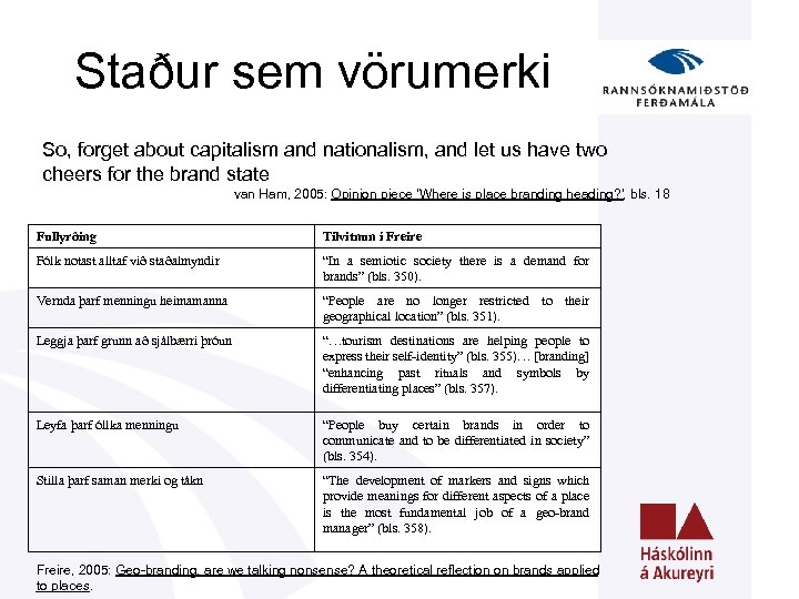 Staður sem vörumerki So, forget about capitalism and nationalism, and let us have two