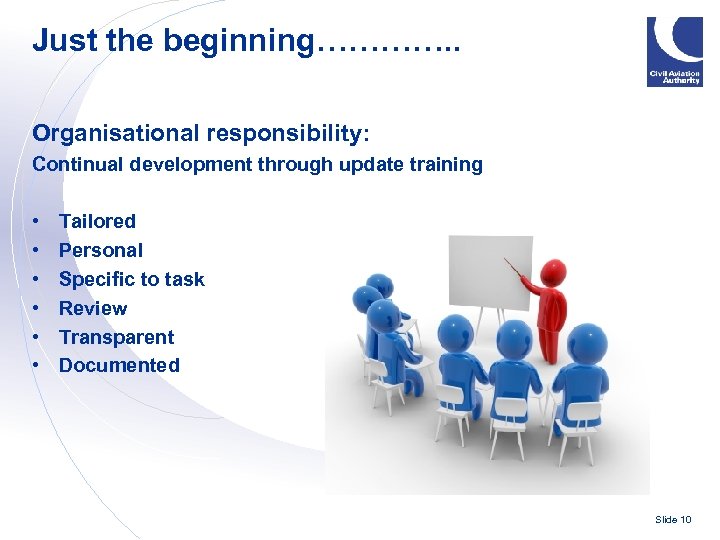 Just the beginning…………. . Organisational responsibility: Continual development through update training • • •