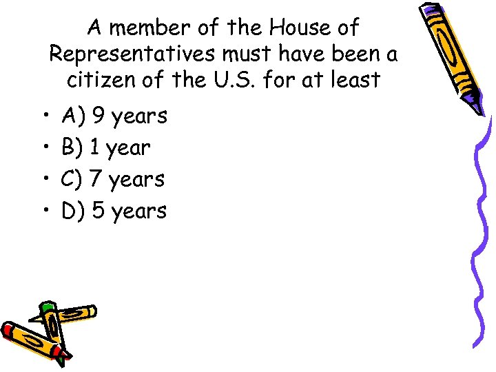 A member of the House of Representatives must have been a citizen of the