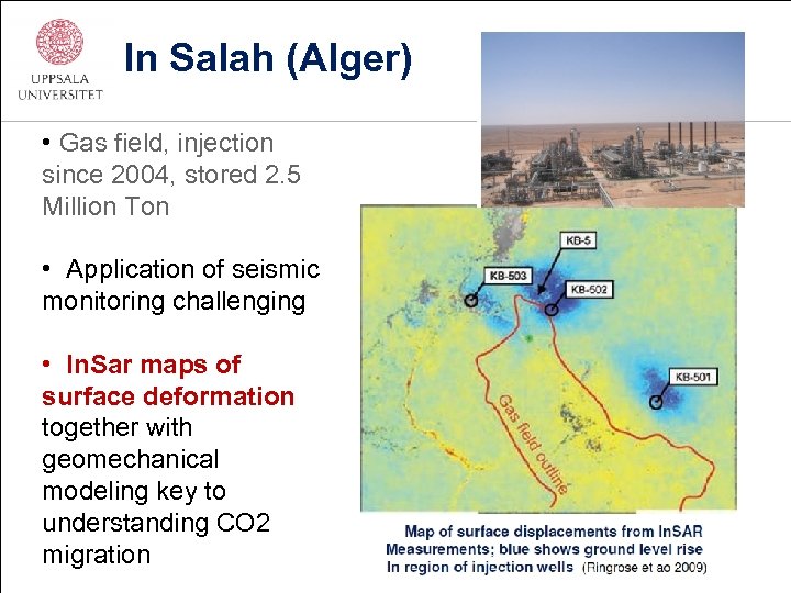 In Salah (Alger) • Gas field, injection since 2004, stored 2. 5 Million Ton