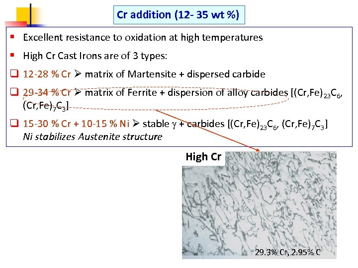 Cr addition (12 - 35 wt %) § Excellent resistance to oxidation at high