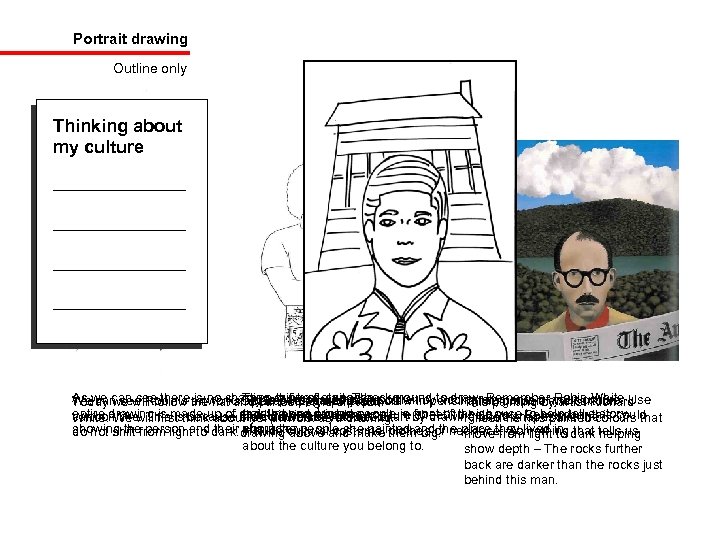 Portrait drawing Outline only Thinking about my culture As we canwill follow theno shading