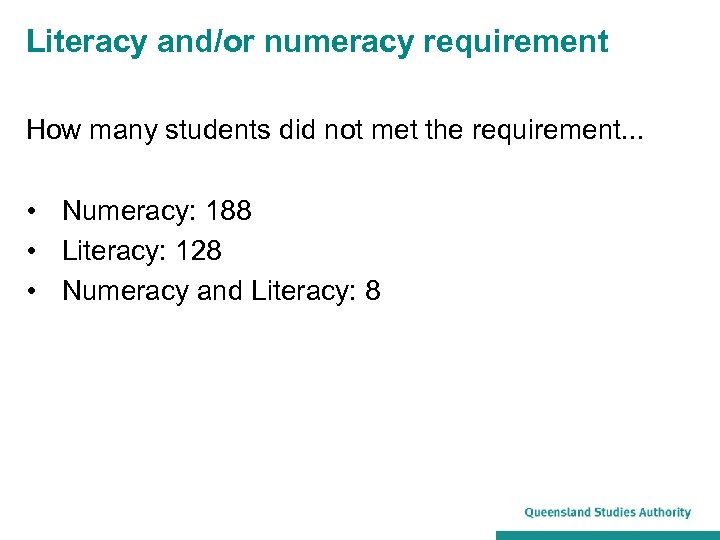 Literacy and/or numeracy requirement How many students did not met the requirement. . .