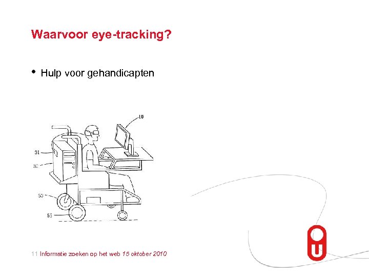 Waarvoor eye-tracking? • Hulp voor gehandicapten 11 Informatie zoeken op het web 15 oktober