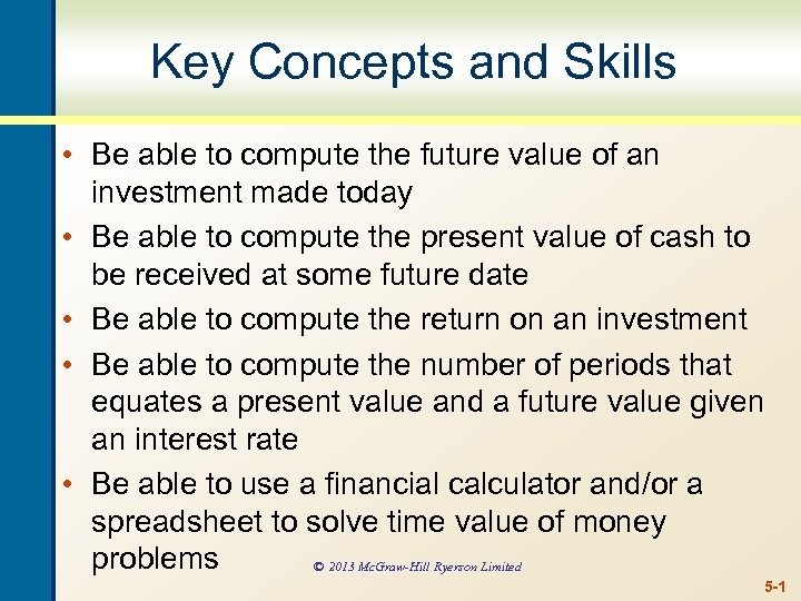 Key Concepts and Skills • Be able to compute the future value of an